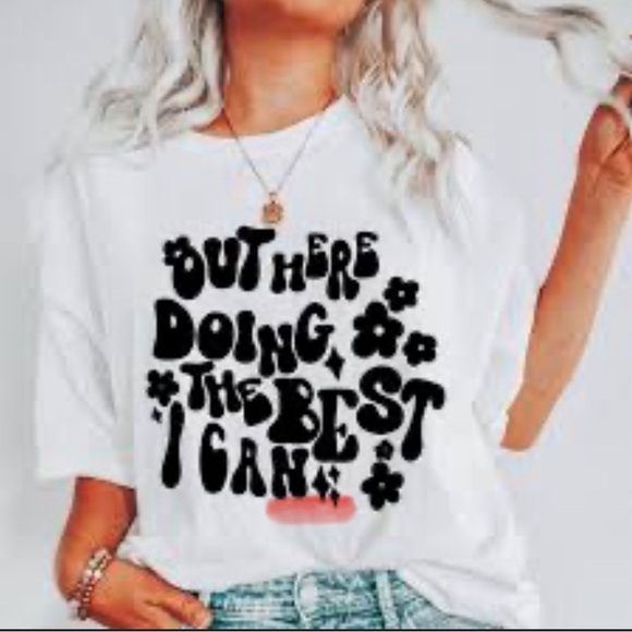 Gildan Tops - NWOT Slogan Graphic Drop Shoulder Oversized Tee Shirt - Size Extra Large
